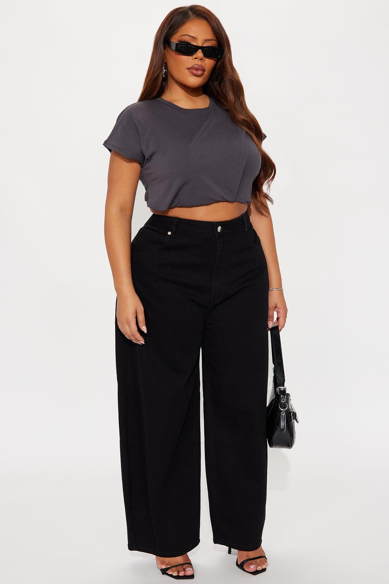 Checked Out Barrel Leg Jeans - Black Female Product Image