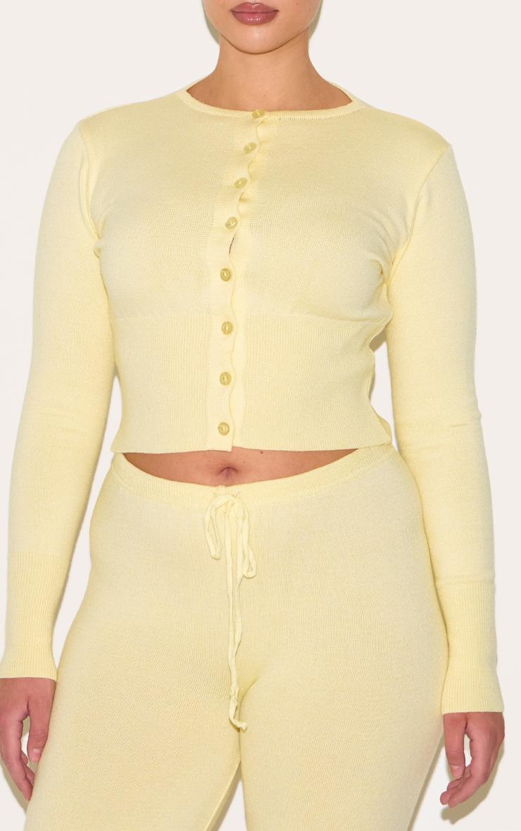 Shape Lemon Knitted Button Front Wide Rib Cardigan Product Image