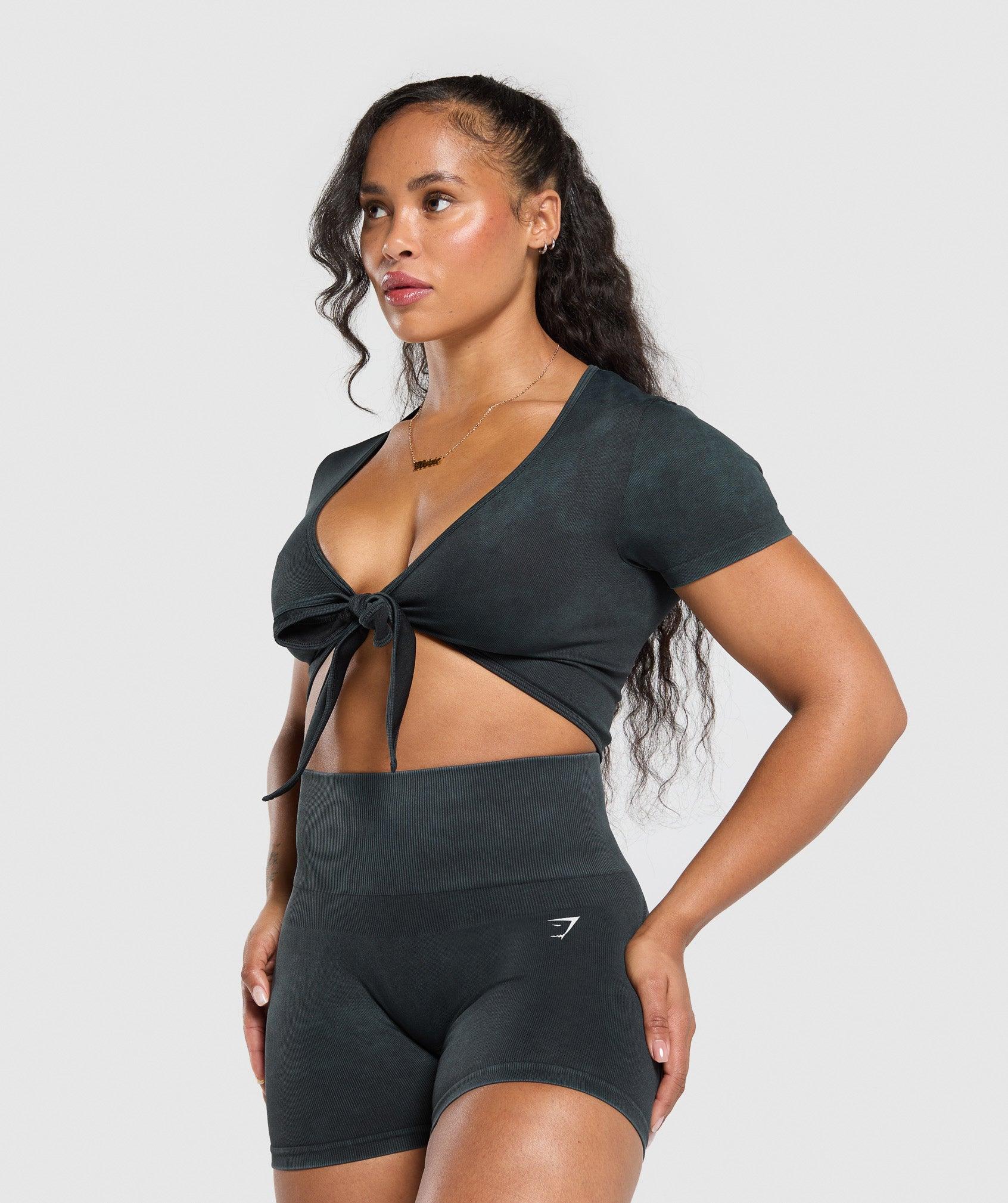 Gymshark Gains Seamless Crop Top - Black Female Product Image