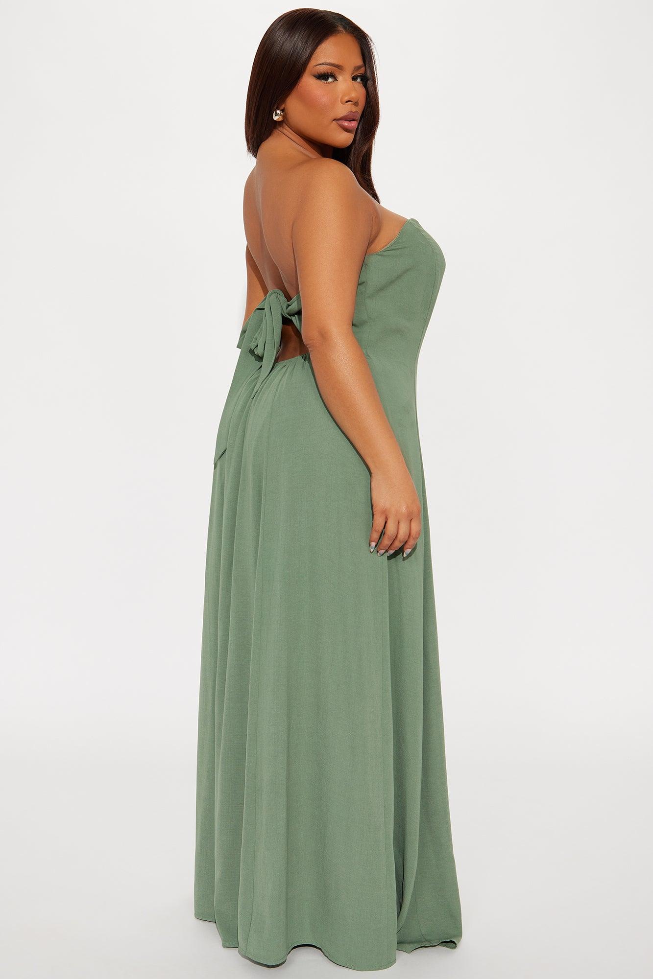 Elizabeth Strapless Maxi Dress - Green Product Image