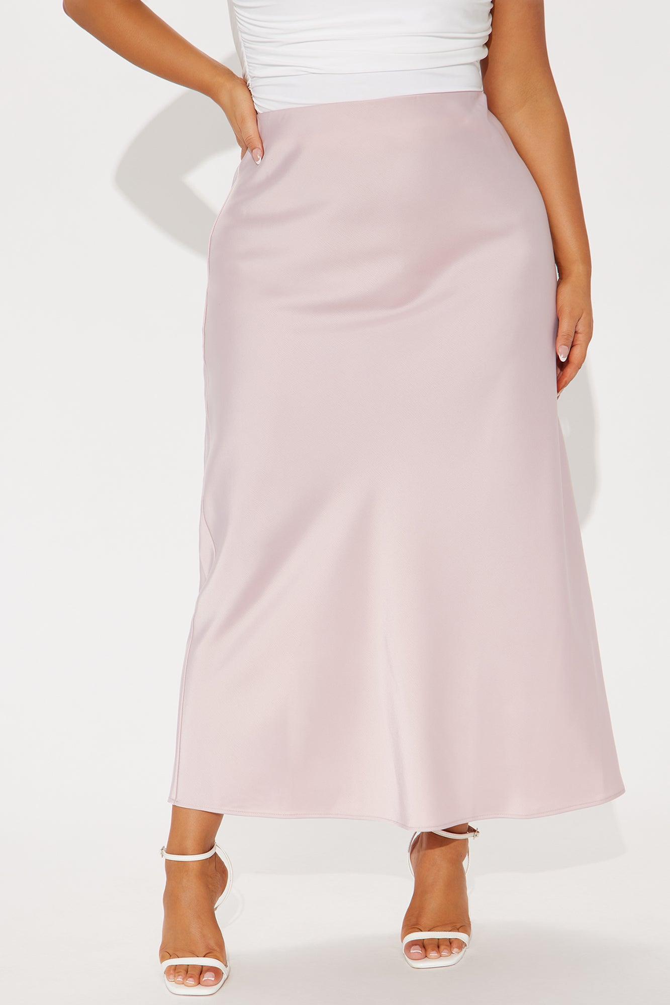 Brunch to GNO Satin Maxi Skirt - Blush Female Product Image