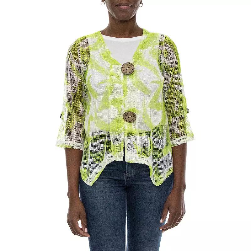 Womens Nina Leonard Print Sheer Cardigan Product Image