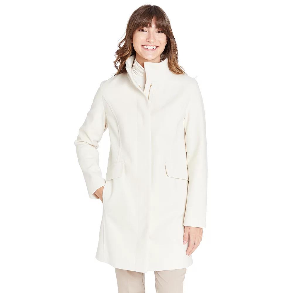 Women's Nine West Faux-Wool Zip Front Coat,  Product Image
