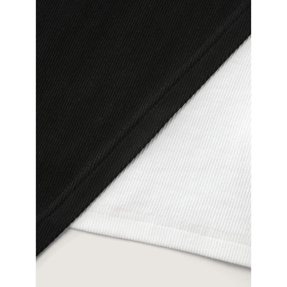 Plus Size Textured Stretchy Split Hem T-Shirt Black Women Leisure Texture Boat Neck Casual T-shirts BloomChic 18-20/2X Product Image