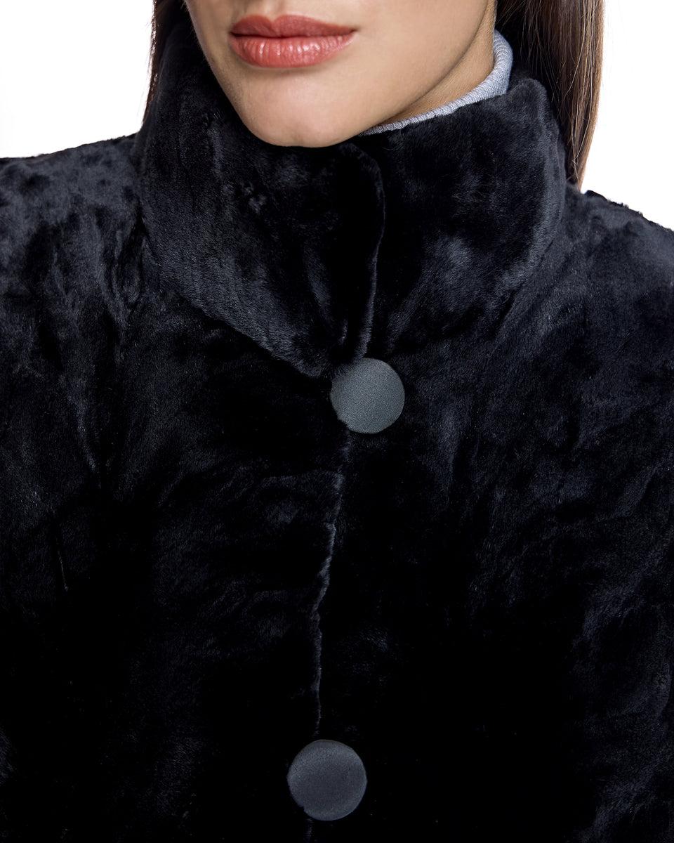 Reversible Sheared  Mink Sections Stroller with Long Hair Mink Trims Product Image