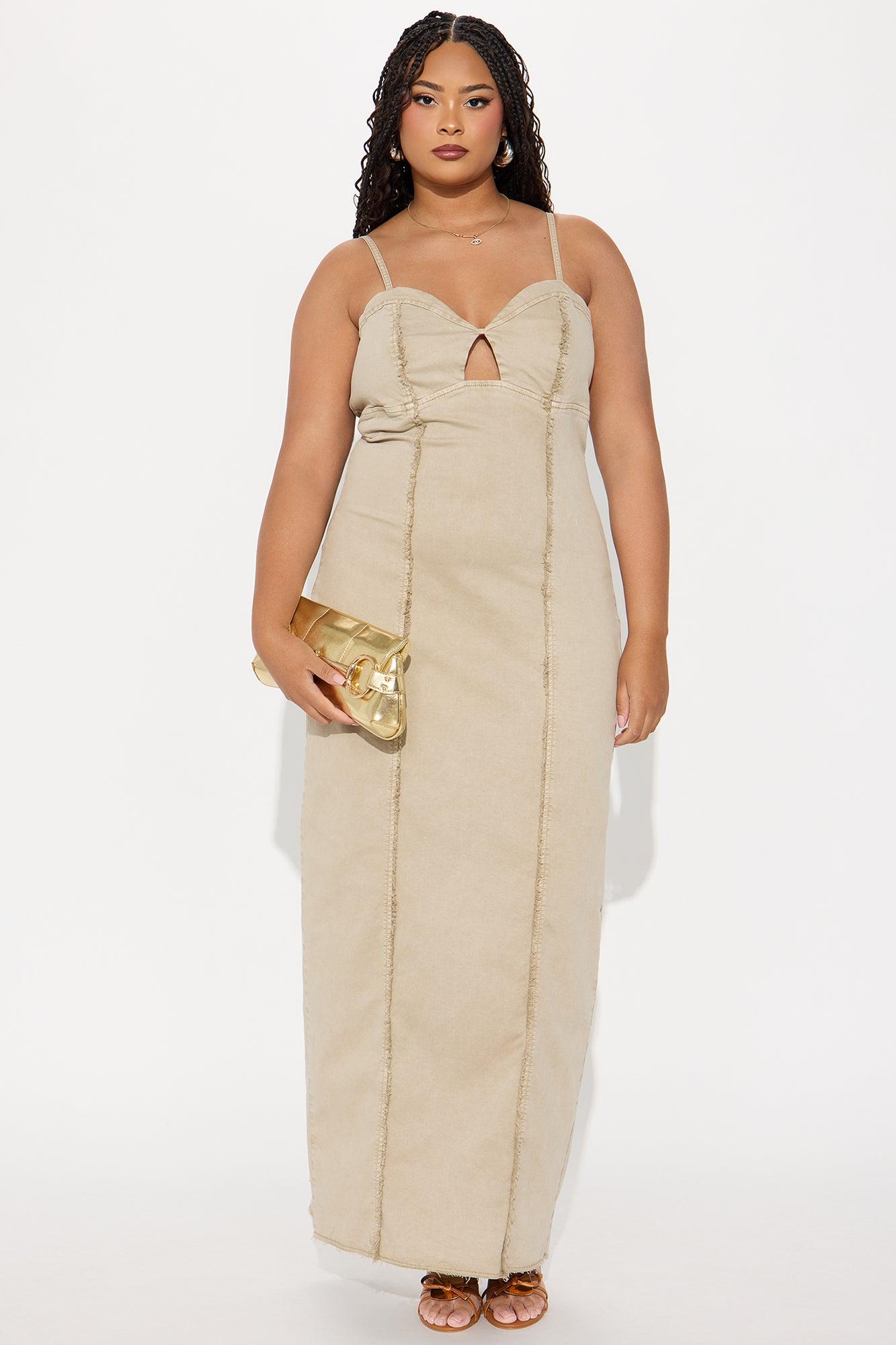 Margot Twill Maxi Dress - Beige Product Image