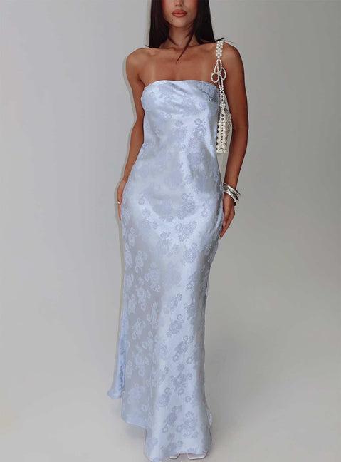 Haley Maxi Dress Blue Jacquard Product Image