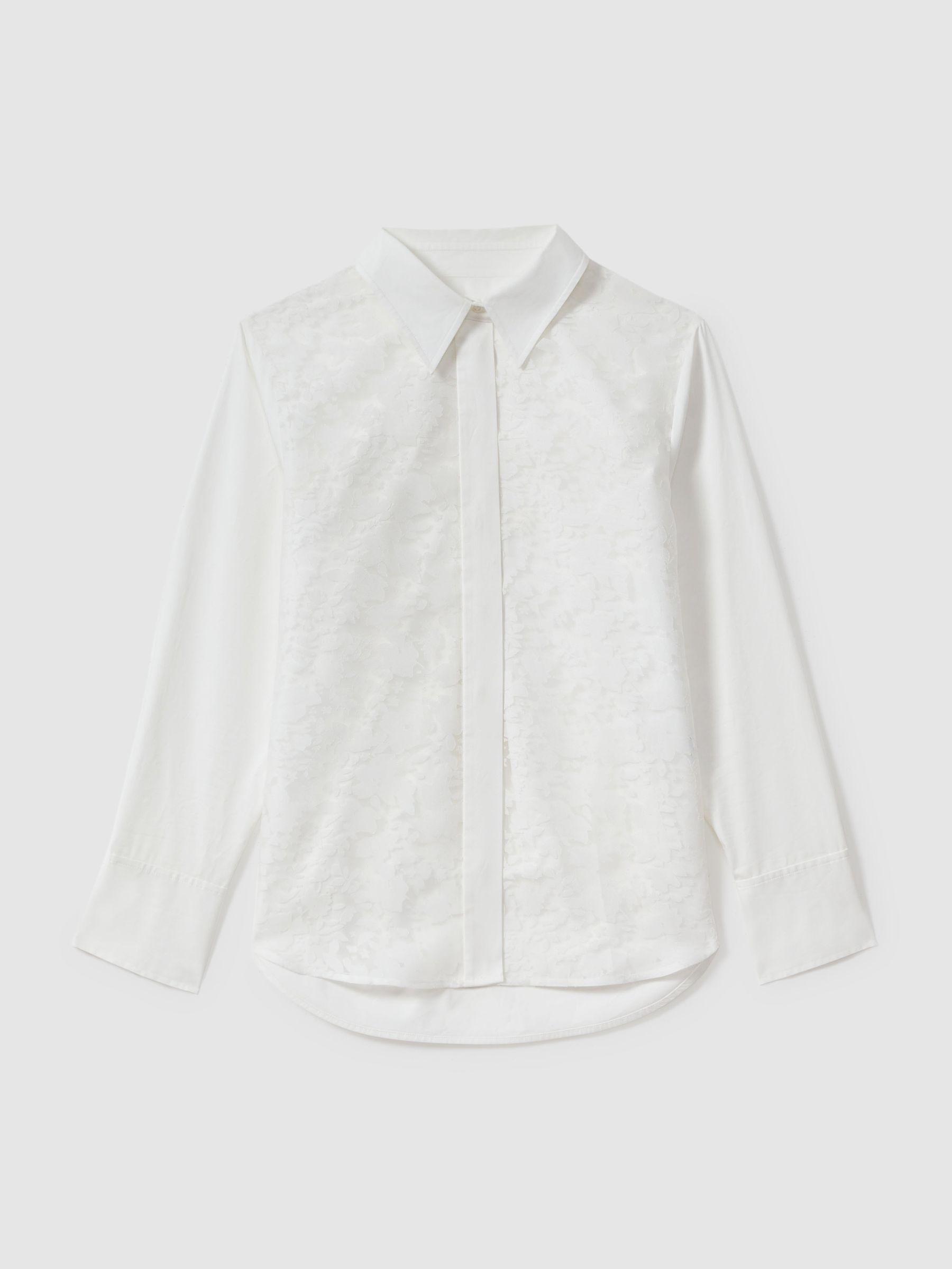 Cotton Burnout Floral Shirt in Ivory Product Image