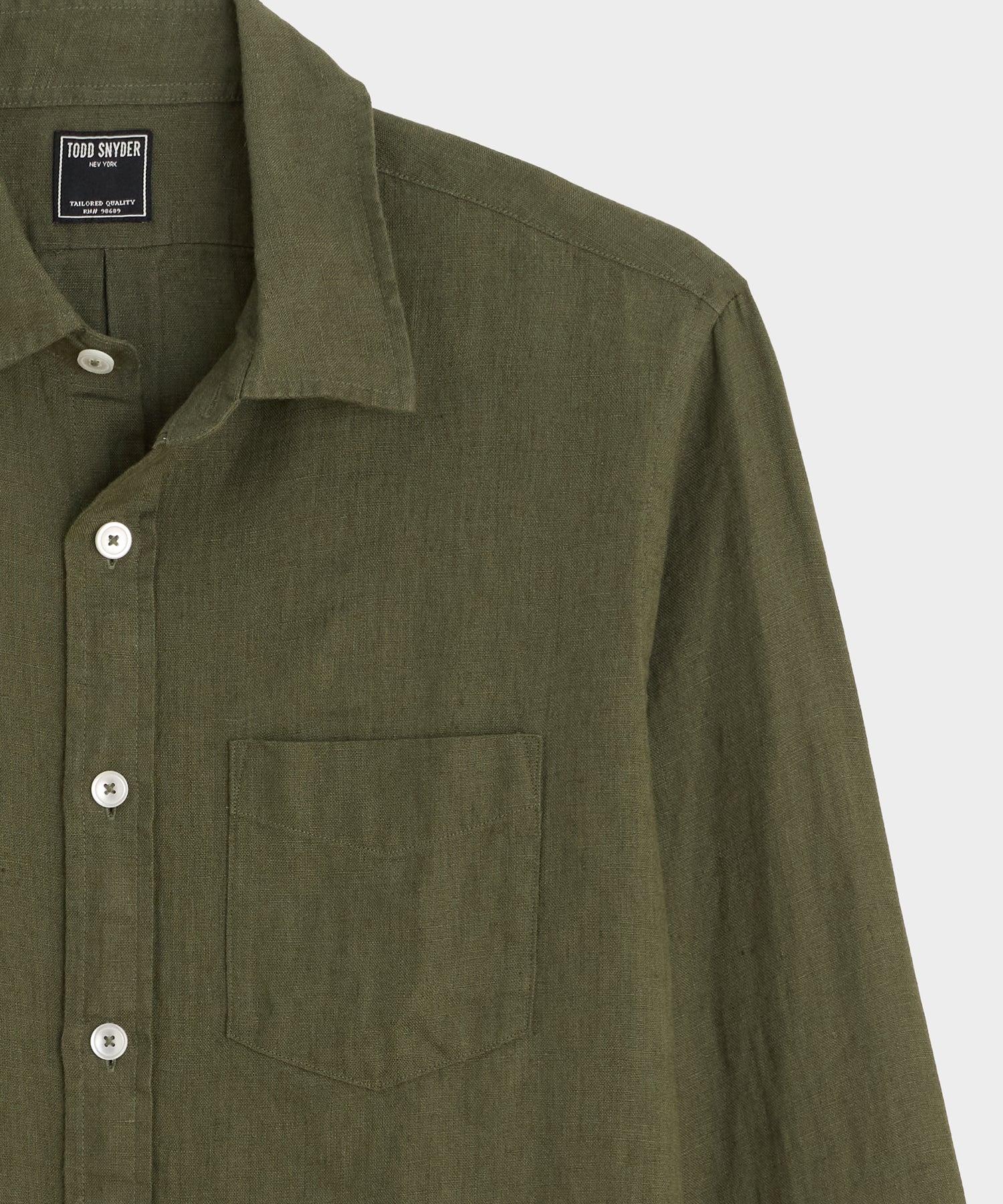 Slim Sea Soft Irish Linen Point Collar Shirt Product Image