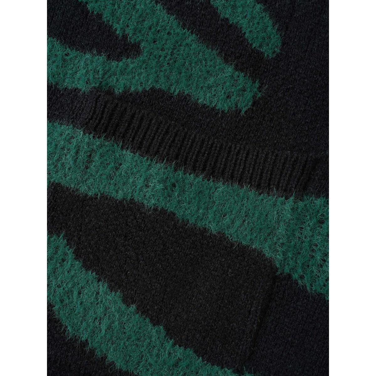 Plus Size Zebra Jacquard Drop Shoulder Cardigan ArmyGreen Women Leisure Loose Long Sleeve Casual Cardigans BloomChic 28/5X Product Image