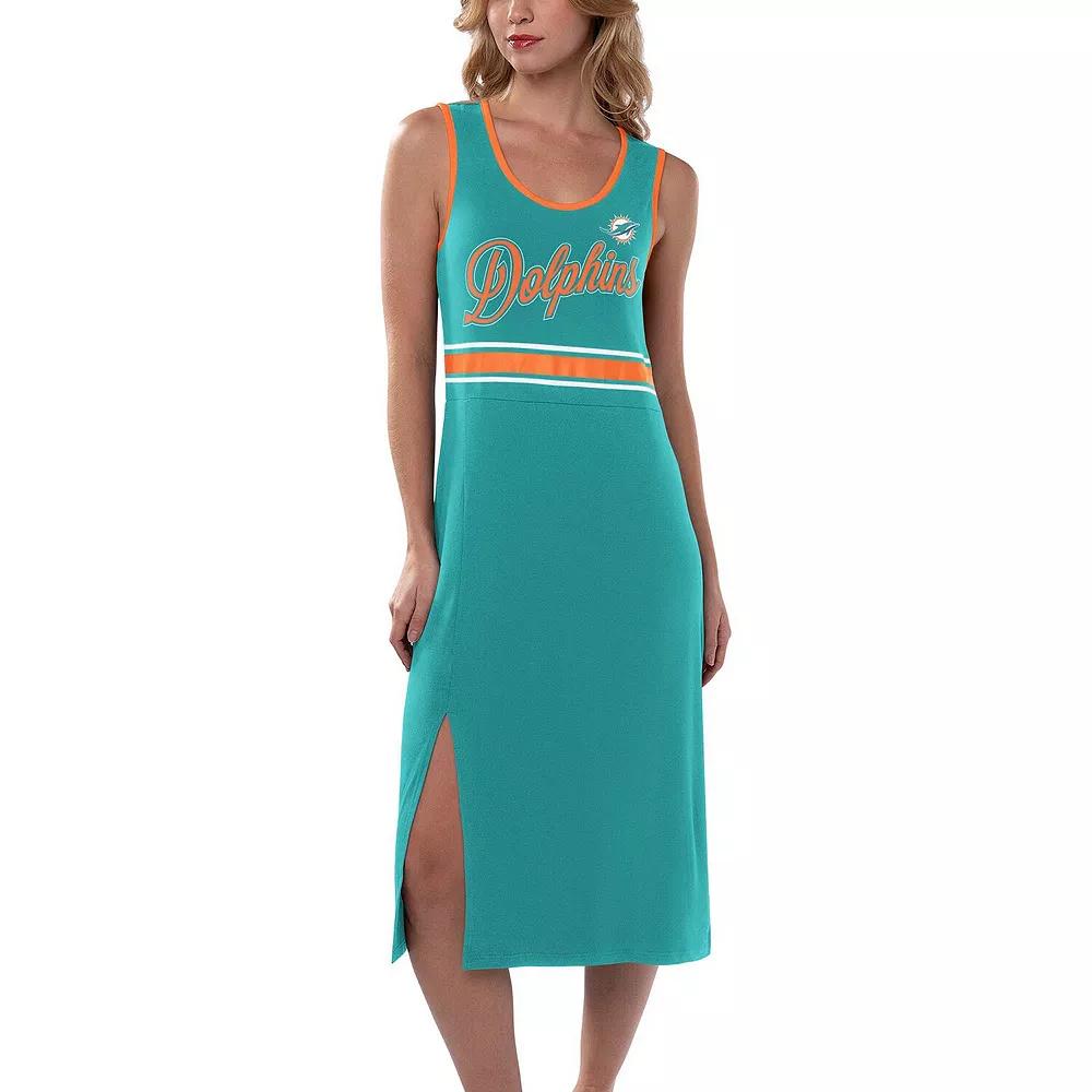 Women's G-III 4Her by Carl Banks Aqua Miami Dolphins Main Field Maxi Dress, Size: 2XL, Turquoise A Product Image