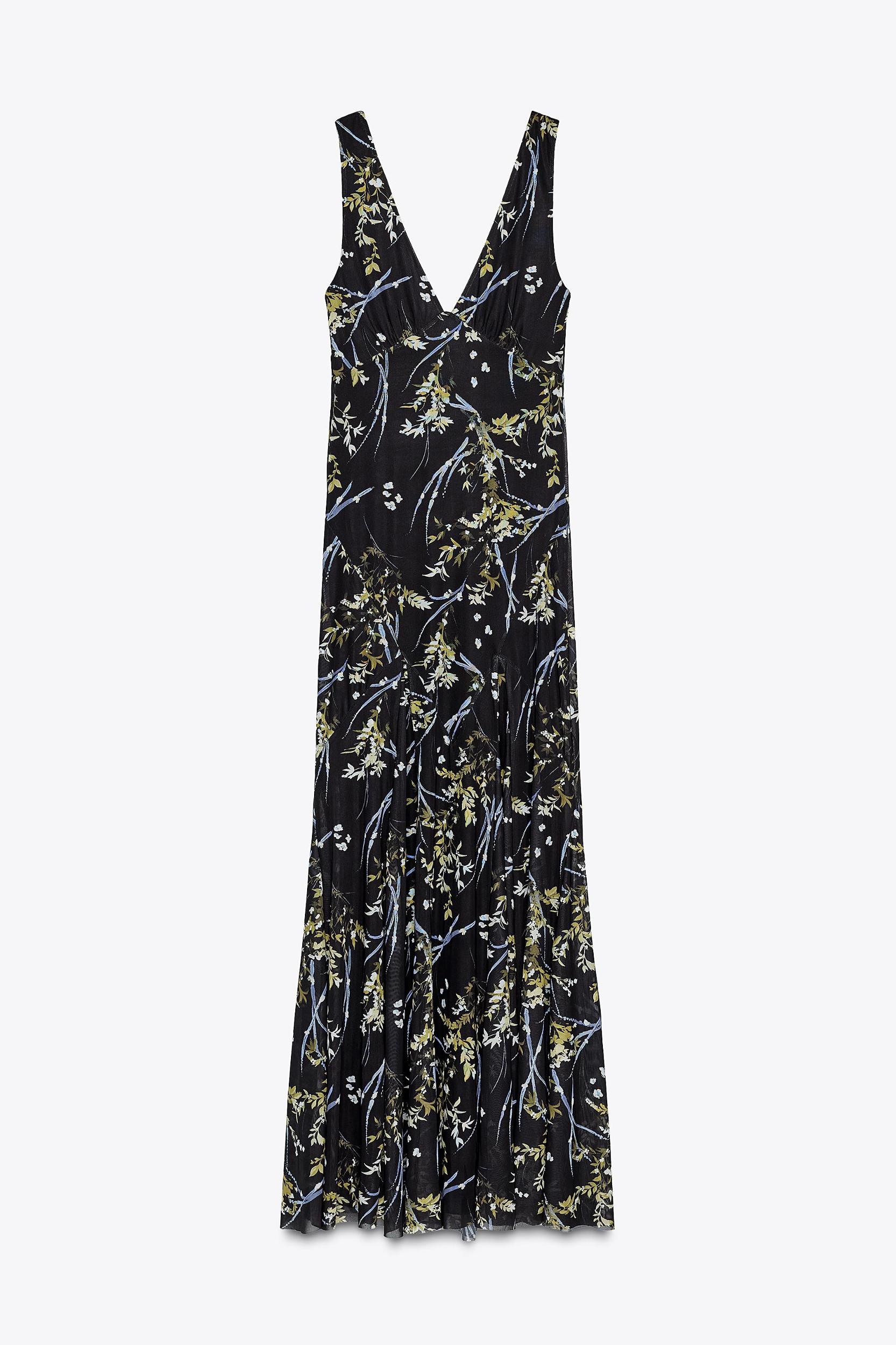 LONG FLORAL TULLE DRESS Product Image