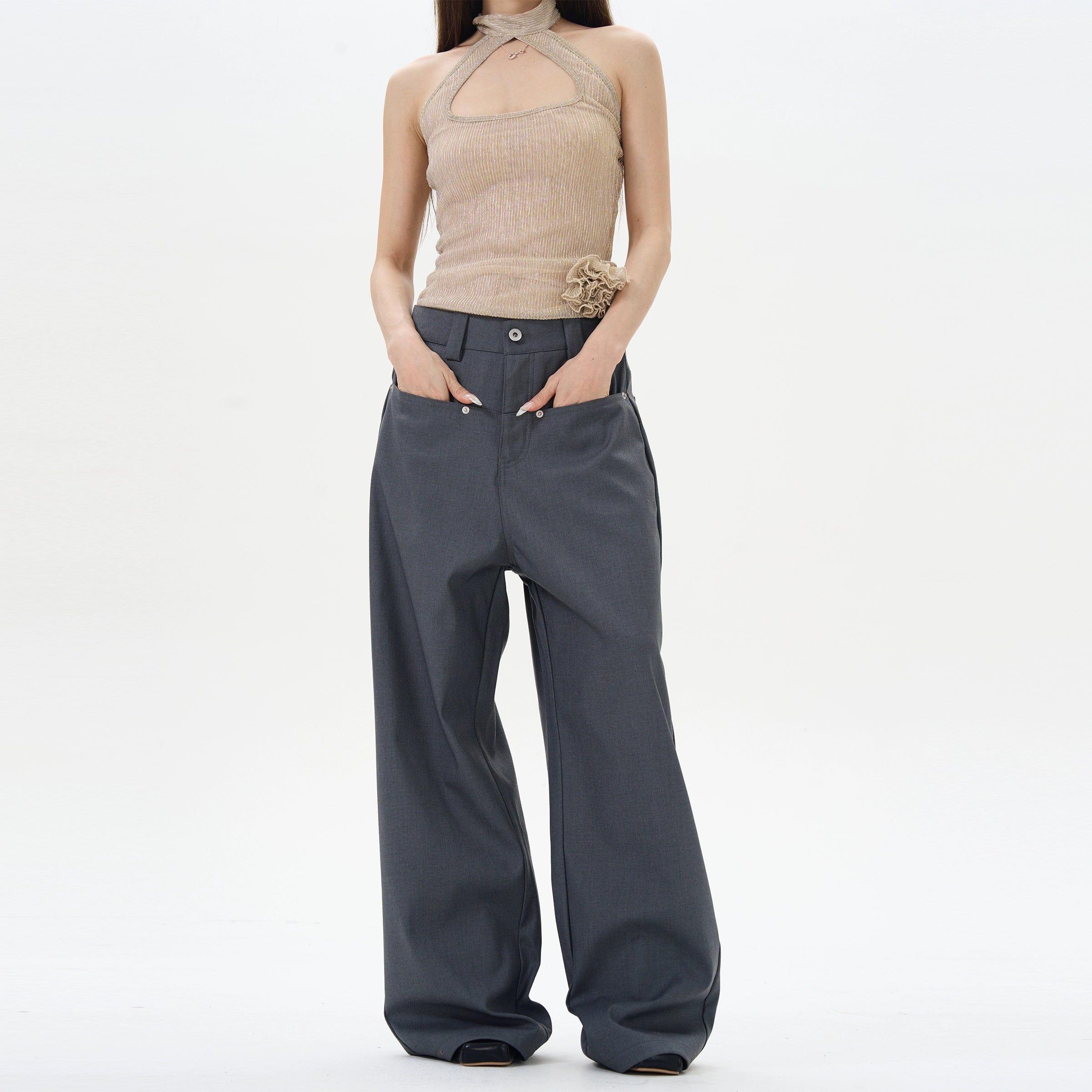 RT No. 12254 DRAPE WIDE STRAIGHT PANTS Unisex Product Image