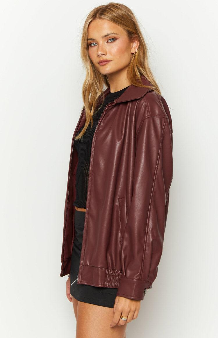 Abbi PU Red Bomber Jacket Girls Product Image