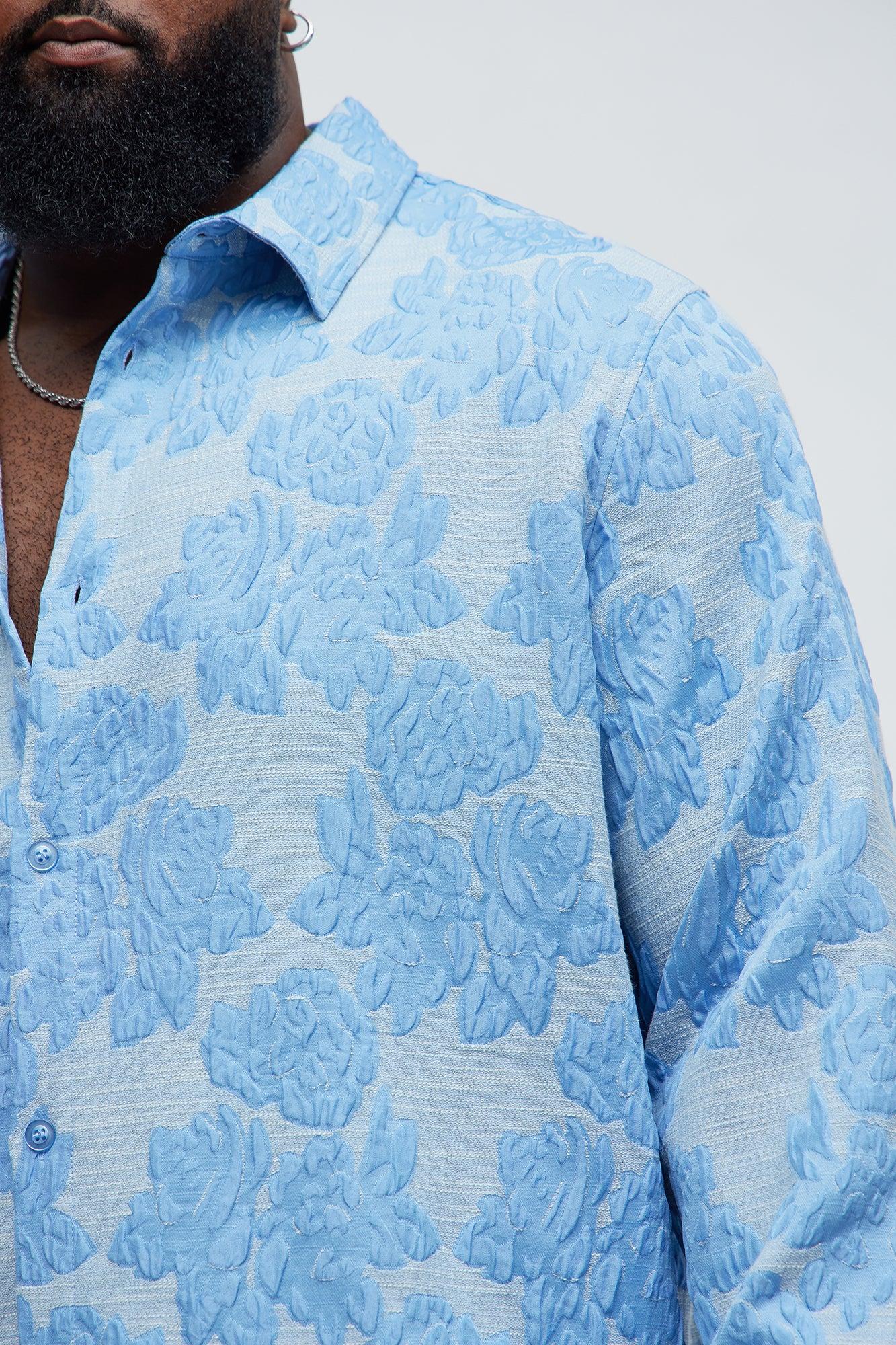 Bartlett Jacquard Long Sleeve Shirt - Blue Product Image
