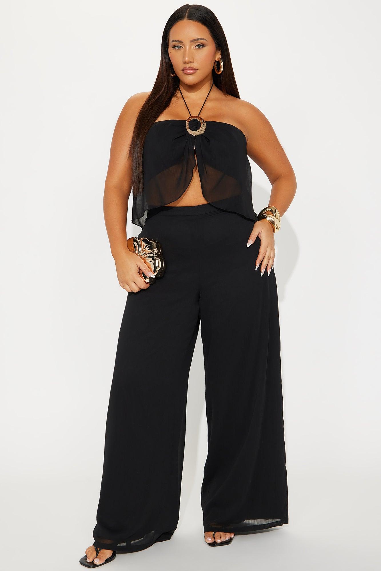 Carmen Wide Leg Pant Set - Black Product Image
