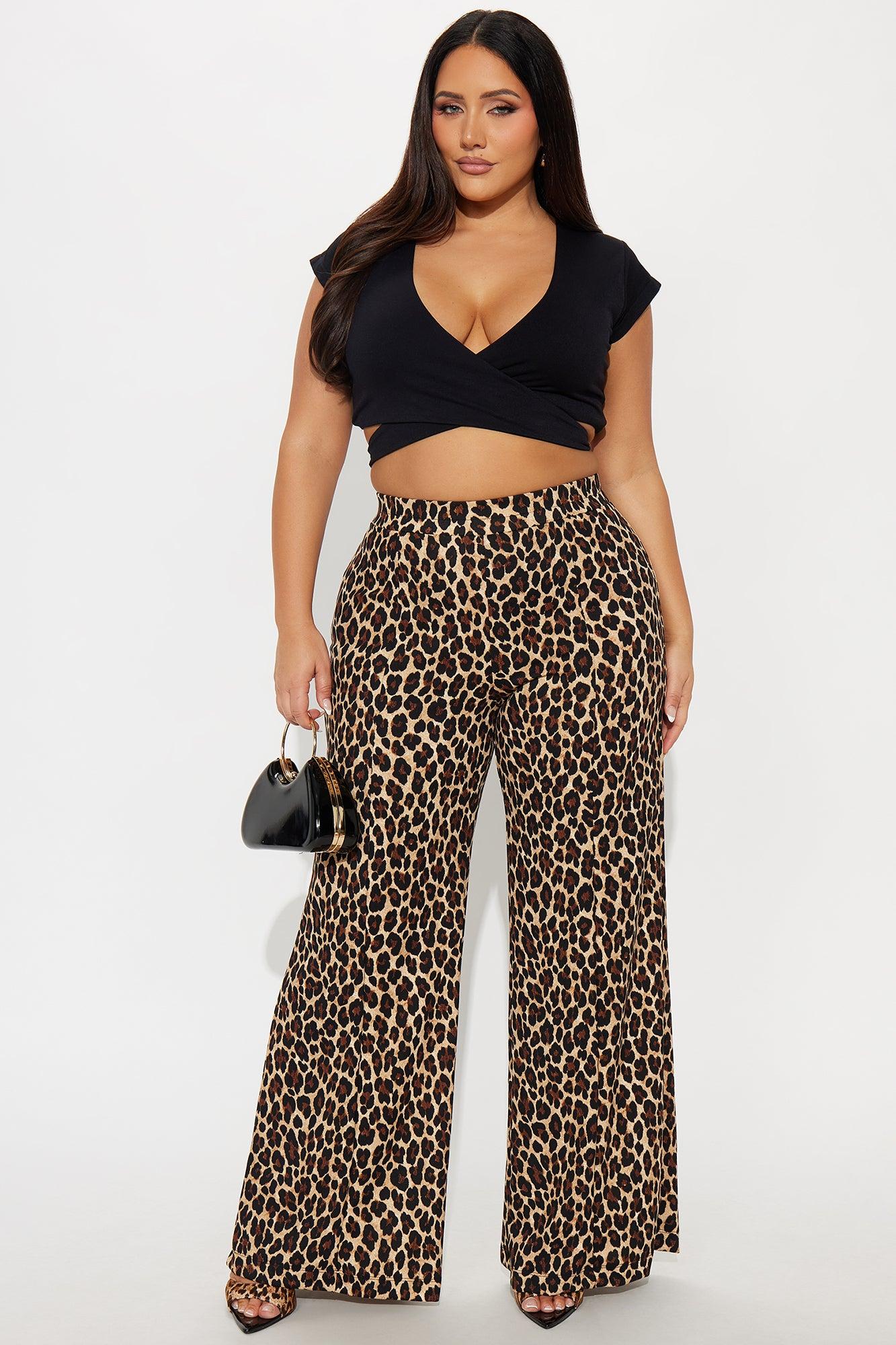 On The Hunt Wide Leg Leopard Trouser Pant - Leopard Female Product Image