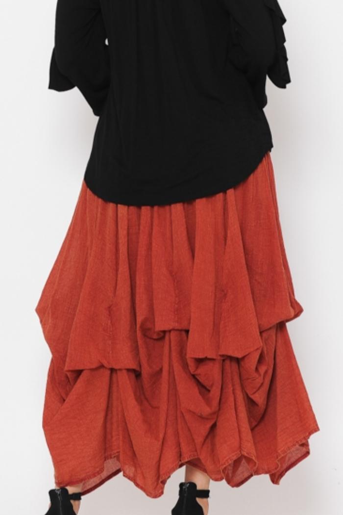 Midi Cotton Bubble Skirt in Purple Product Image