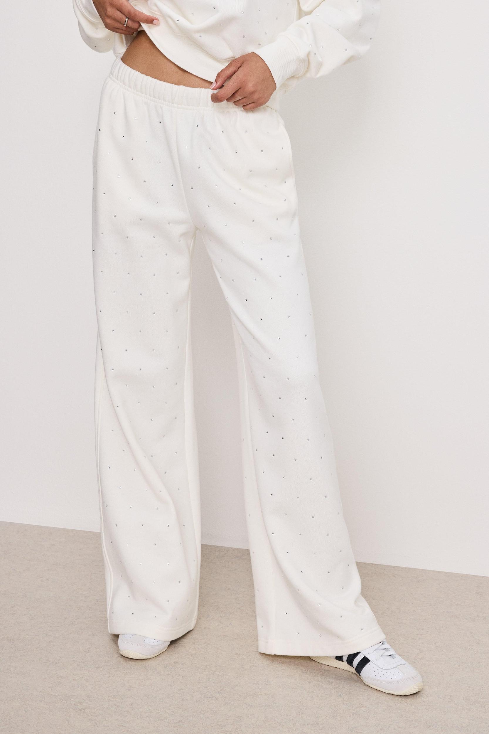 CRYSTAL WIDE LEG SWEATPANTS | CLOUD WHITE Product Image