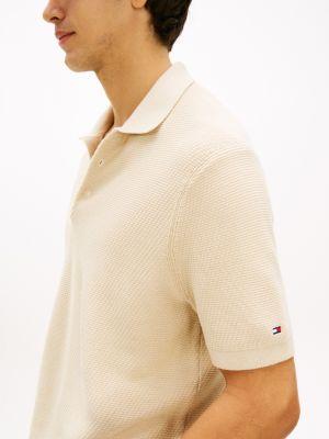 Short-Sleeve Waffled Sweater Polo Product Image