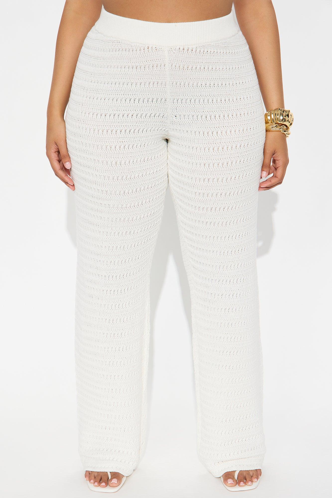 Live In Style Crochet Straight Leg Pant - White Female Product Image