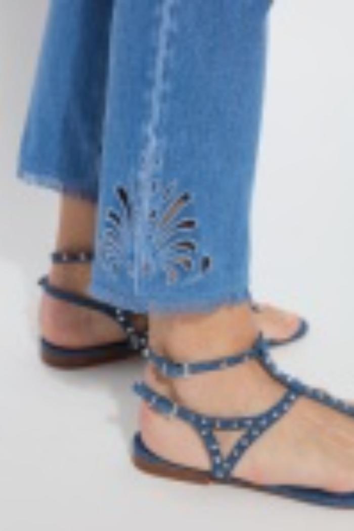 Eyelet Straight Leg Crop Denim Product Image