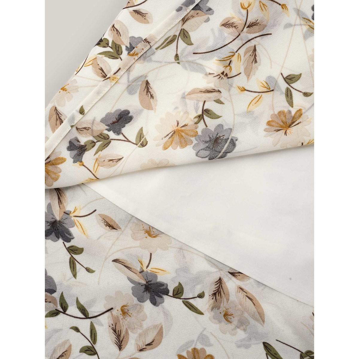 Plus Size Ivory Chiffon Floral Print Layered Blouse Women Timeless Elbow-length sleeve Round Neck Elegant Blouses BloomChic 22-24/3X Product Image