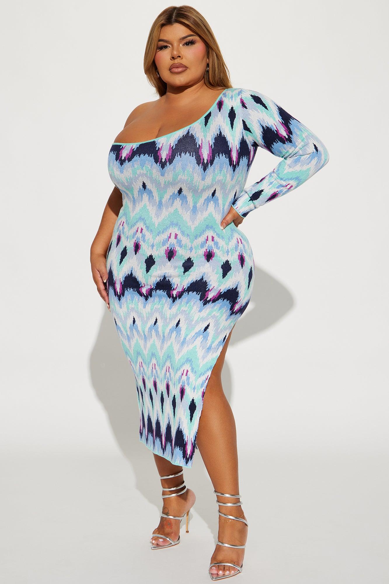 Patricia Sweater Midi Dress - Blue/combo Female Product Image