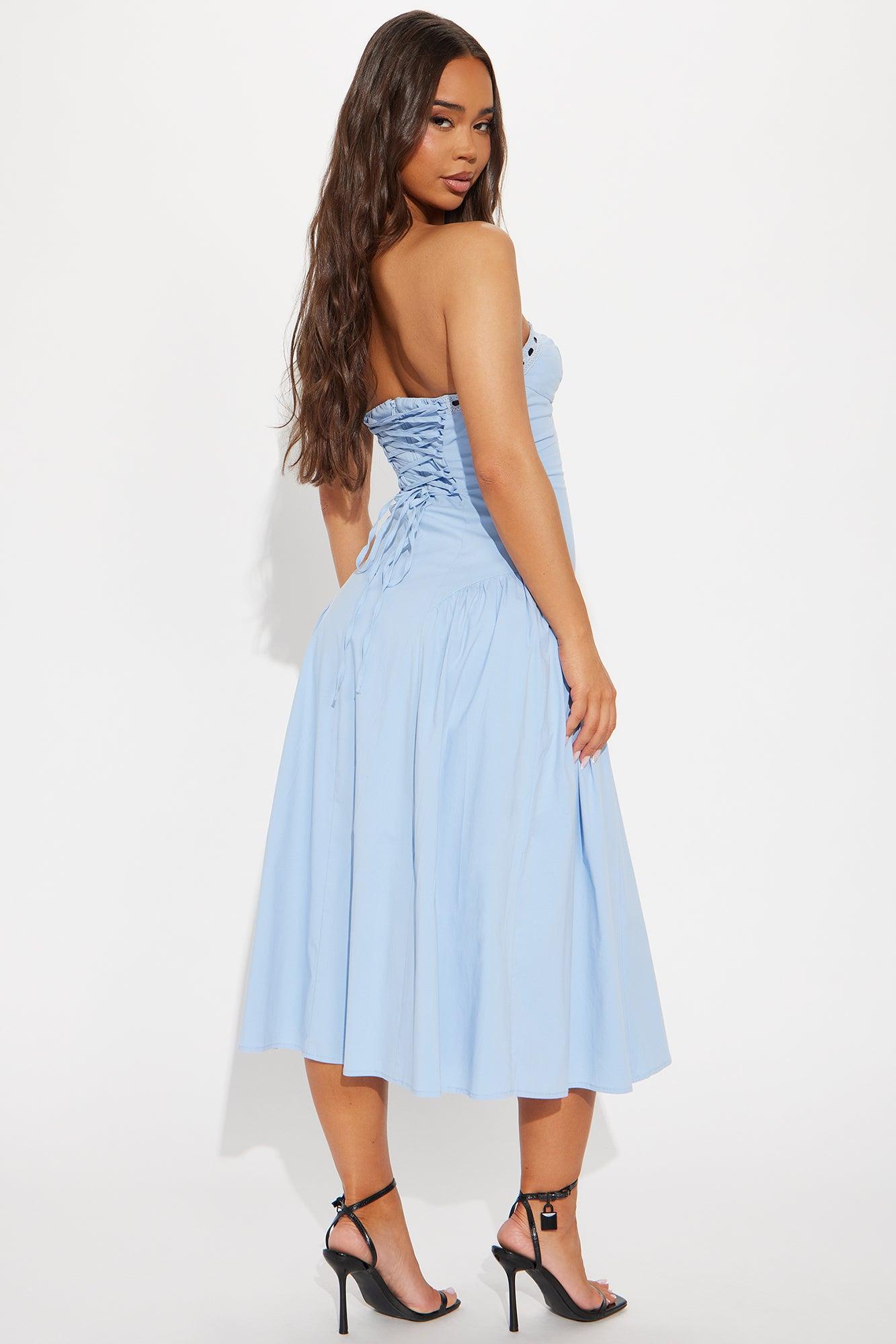 Shiloh Poplin Midi Dress - Blue Product Image