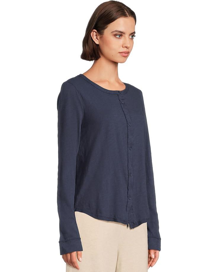 Long Sleeve Button Front Waffle Cardigan Product Image