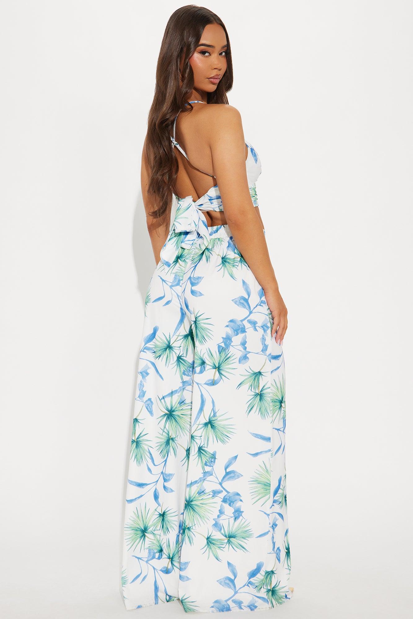 Eloise Tropical Pant Set - White/combo Product Image