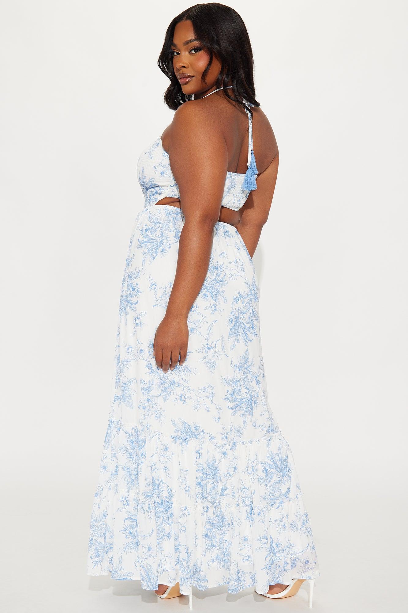 Santorini Summer Chiffon Maxi Dress - Blue/combo Product Image
