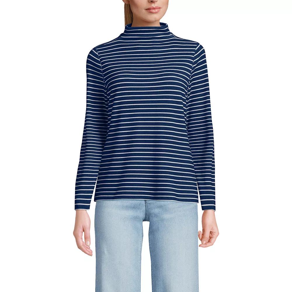 Women's Lands' End Rib Skimming Long Sleeve Mock Neck Top,  Product Image