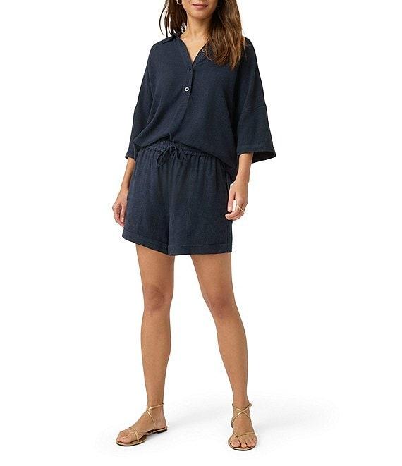 Splendid Coastal Linen Blend Knit Mid Rise Lounge Shorts Product Image