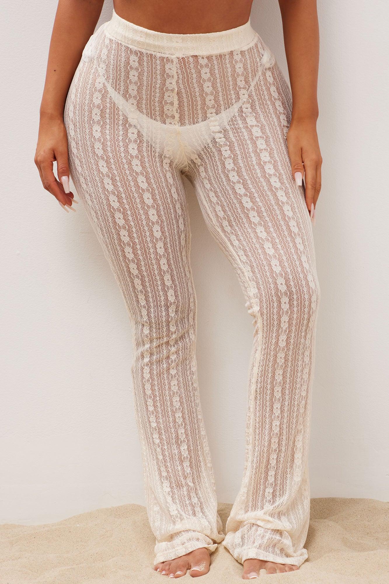 Camelia Lace Cover Up Pants - Cream Product Image
