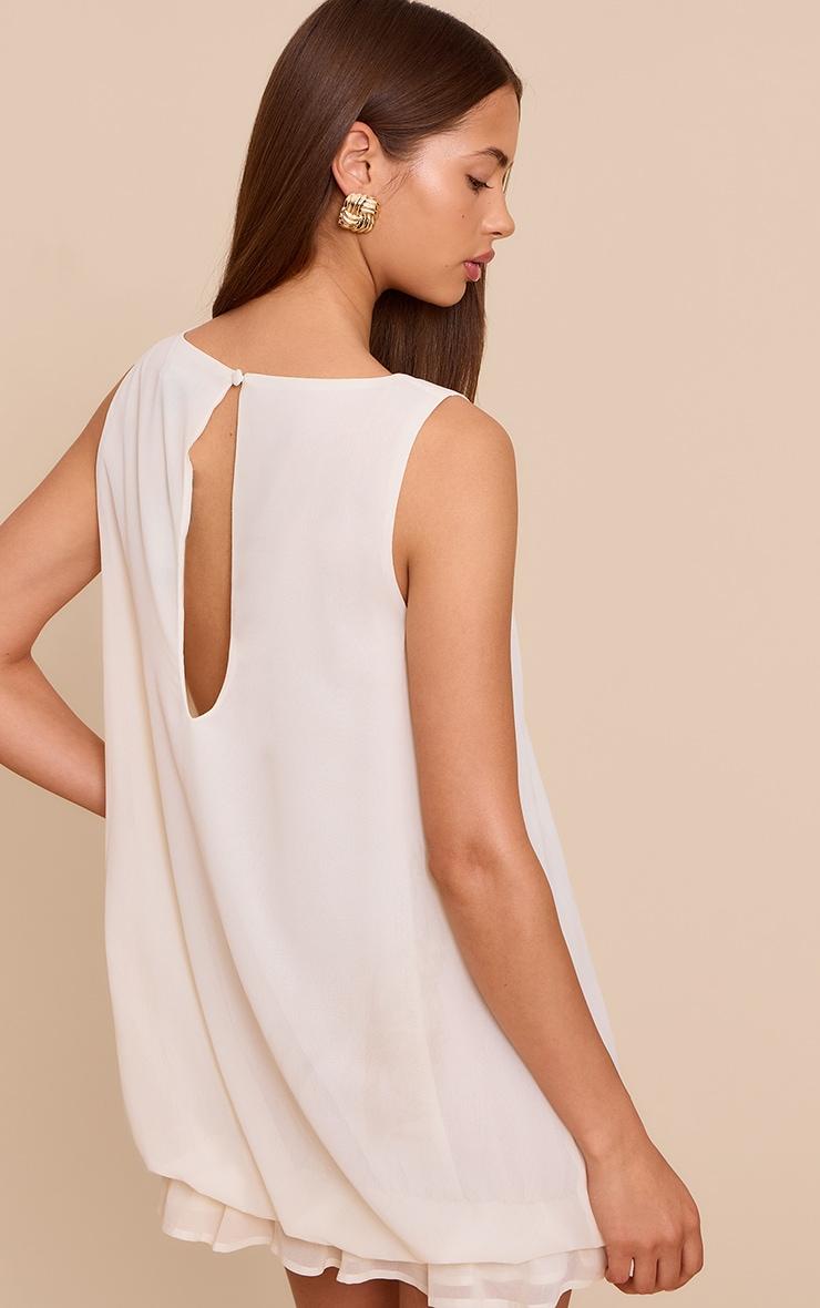 Cream Chiffon Boat Neck Frill Hem Shift Dress Product Image