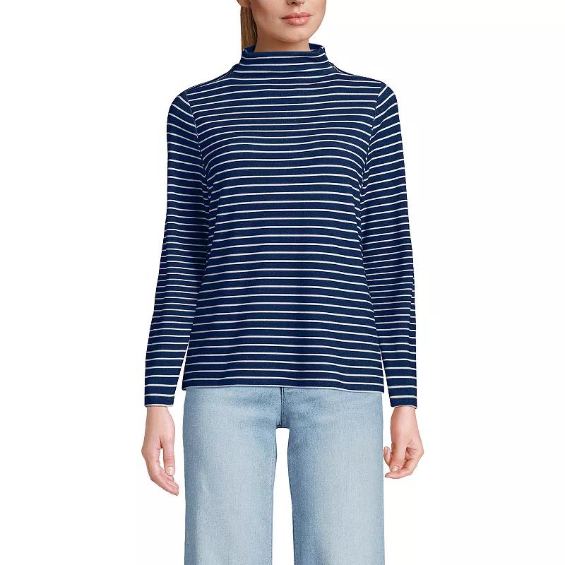 Women's Lands' End Rib Skimming Long Sleeve Mock Neck Top,  Product Image