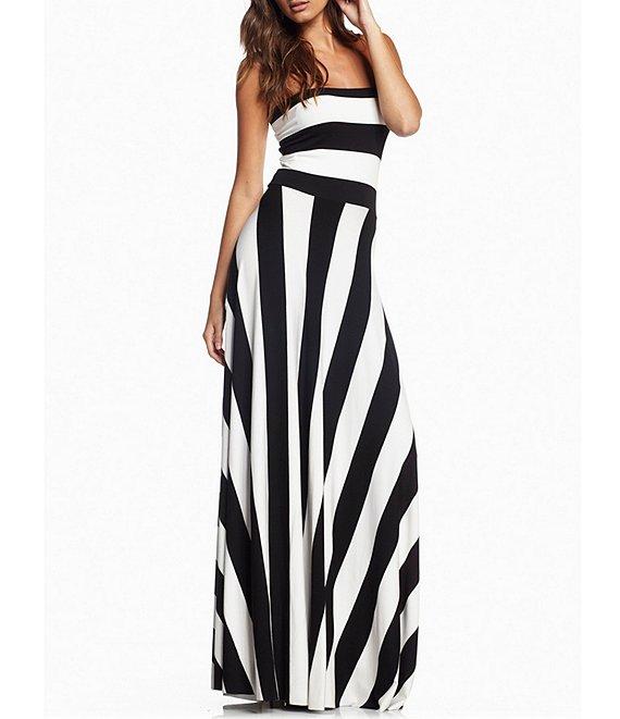 ELAN Striped Convertible Strapless Maxi Dress Product Image