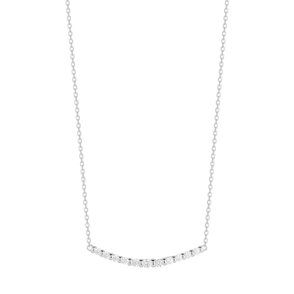 Sunkissed Sterling Cubic Zirconia Bar Necklace, Women's, Silver Tone Product Image