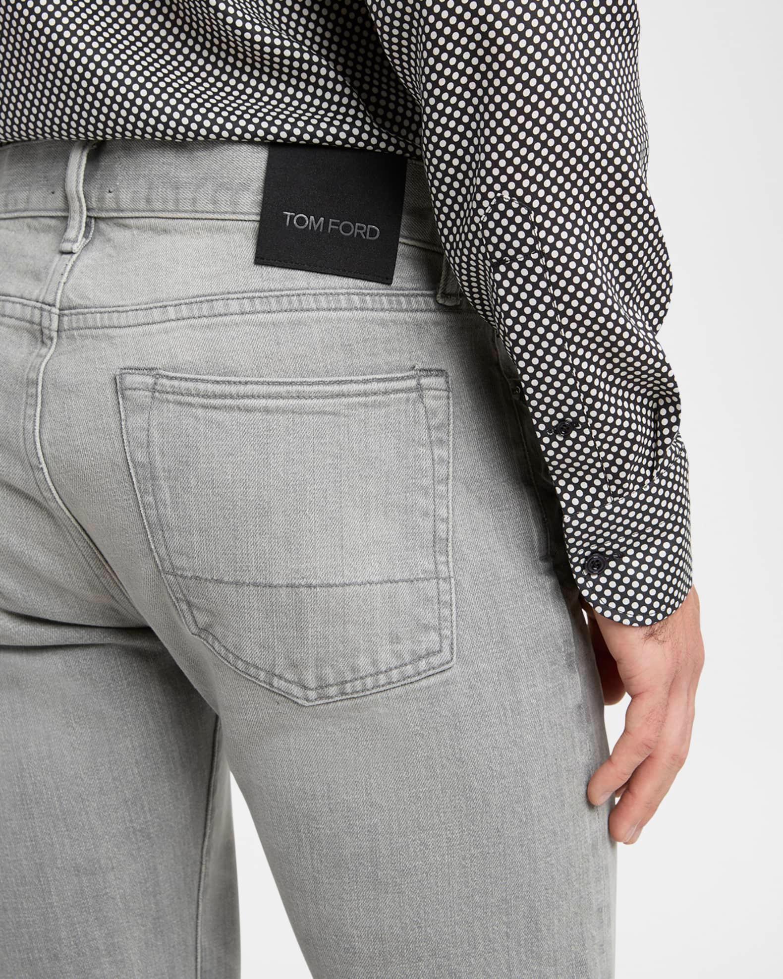 Men's Light Wash Selvedge Straight Fit Jeans, Grey Product Image