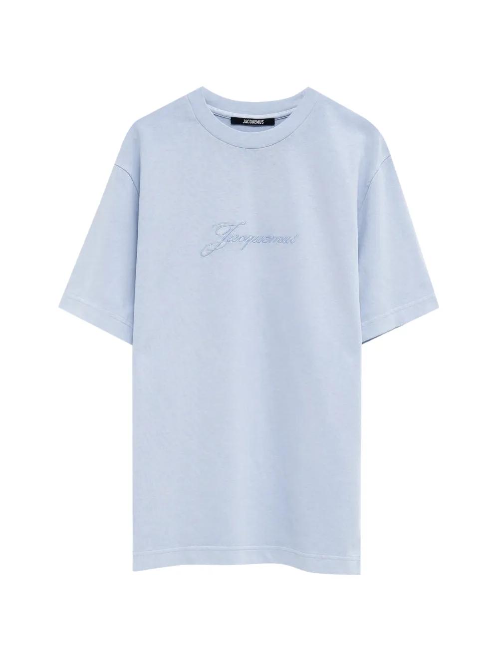 JACQUEMUS Mens Blue Pigmento Log-embroidered Cotton T-shirt Xl Product Image