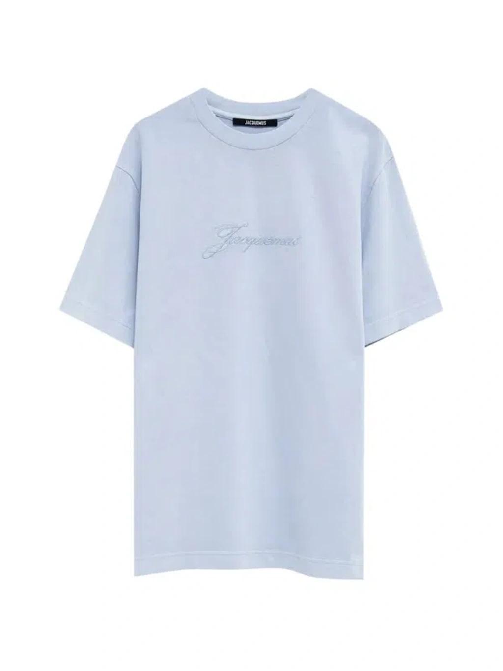 JACQUEMUS Mens Blue Pigmento Log-embroidered Cotton T-shirt Xl Product Image