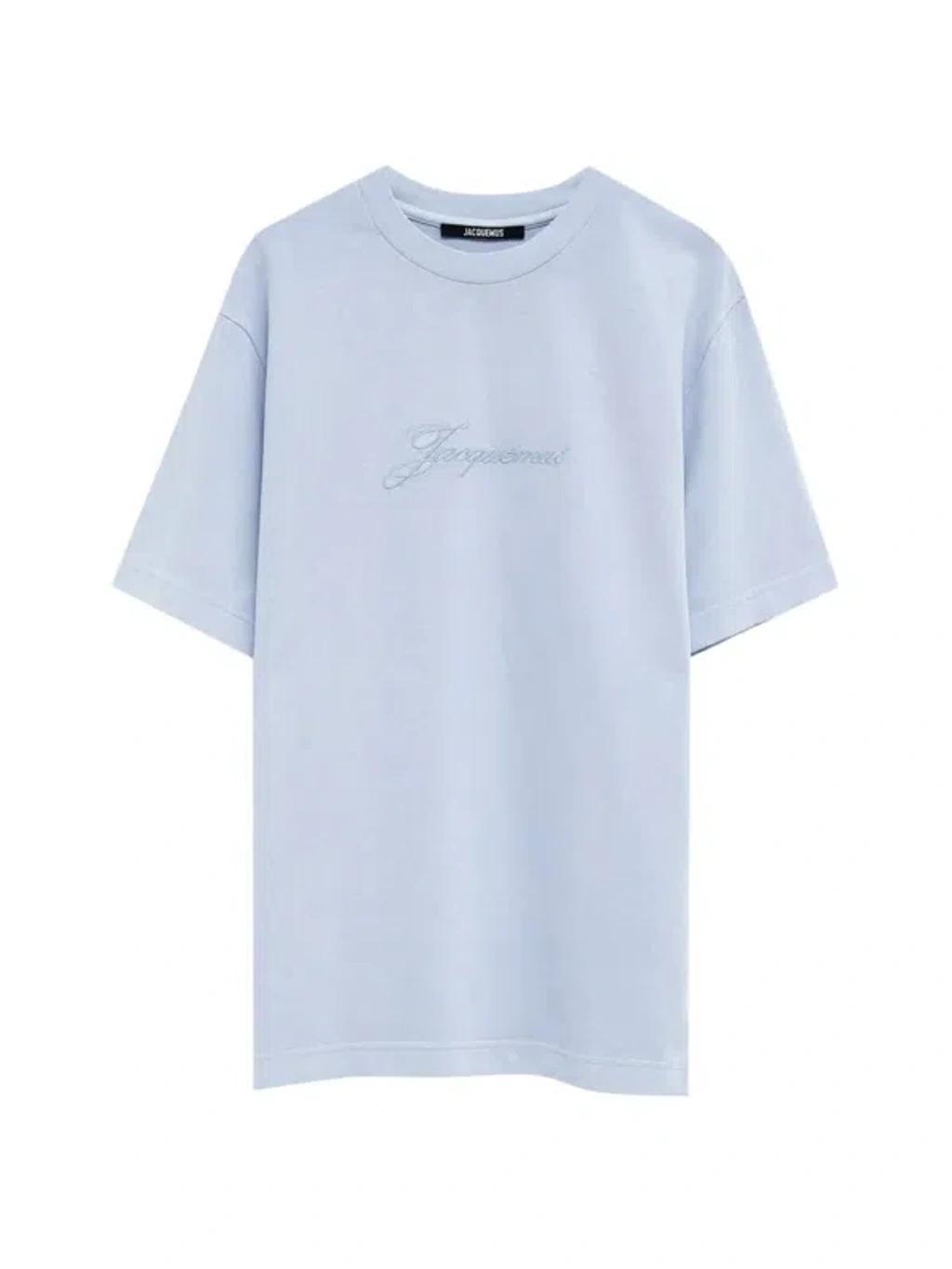 JACQUEMUS Mens Blue Pigmento Log-embroidered Cotton T-shirt Xl Product Image