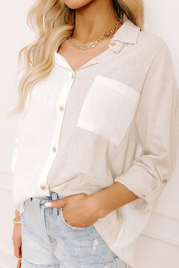 Beach Retreat Oversized Linen-Blend Button Up Product Image