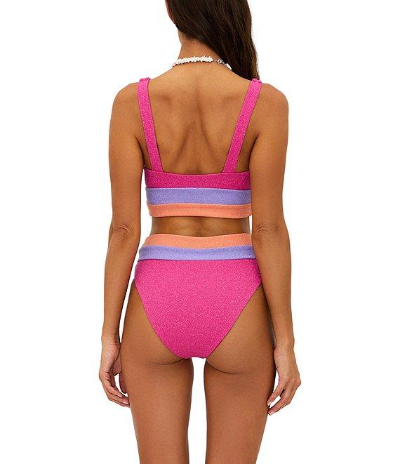 Beach Riot Metallic Colorblock Heidi High Waist Swim Bottom Product Image