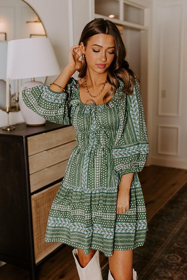 Wine Country Cutie Floral Mini Dress in Green Product Image