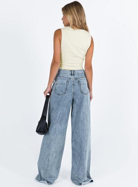 Eivissa High Rise Baggy Jeans Faded Denim Product Image