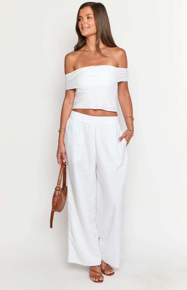 Moana White Linen Blend Pants Product Image
