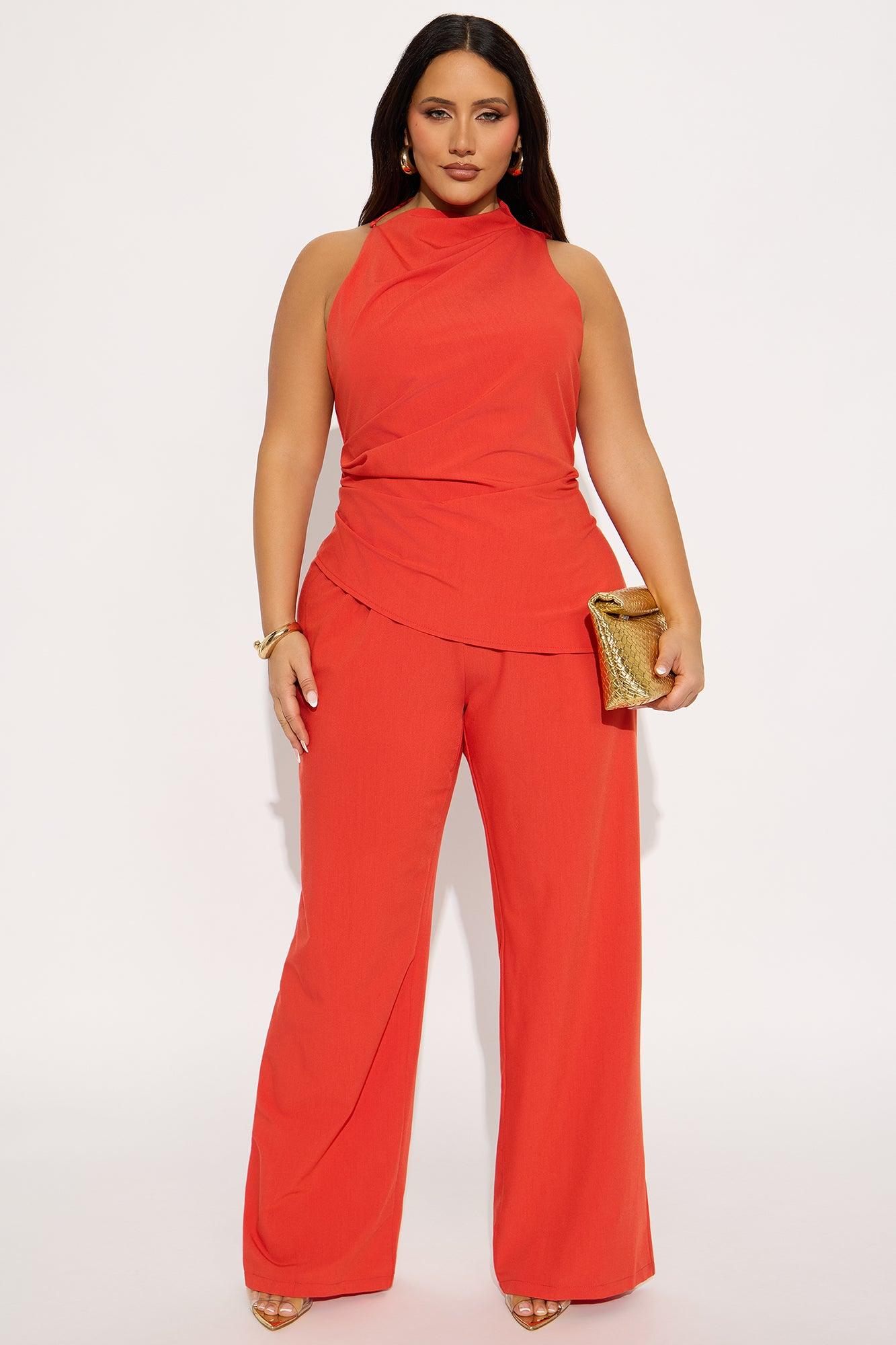 Strong Feelings High Neck Jumpsuit - Orange Female Product Image