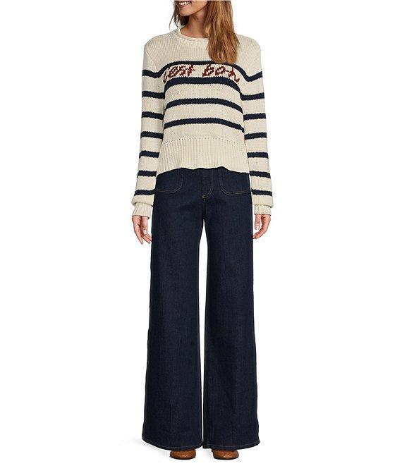 En Saison Helena Knit Stripe #double;C'est Bon#double; Crew Neck Long Sleeve Sweater Product Image